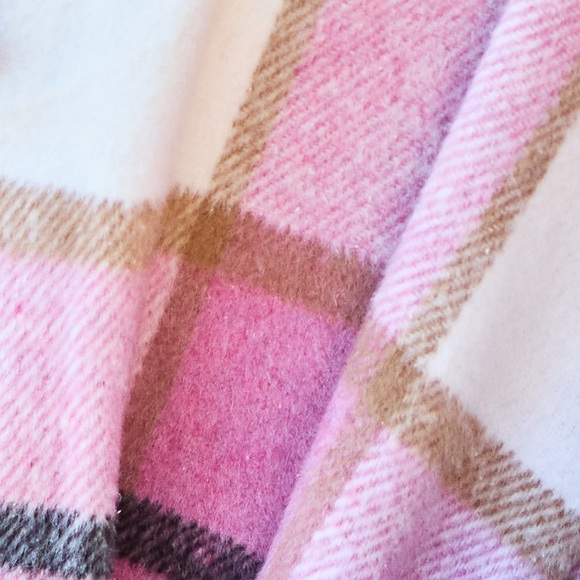 NEW Double Take PLUS + REG Size Pink Plaid Button Up Notched Lapel Collar Coat - Picture 7 of 7